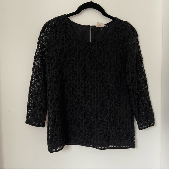 Stone by Sezane Lace Top Black Small - Picture 3 of 4
